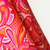 Pinky Dink Swirls 100% Linen Print 135 cm w 160 gsm $38pm