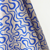 All Summer Long Cotton Linen Blue & Vanilla Swirlies Print 135 gsm $32.00 pm