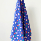 All Summer Long Cotton Linen Blue Multi Colour Flowers on a Vine Print 135 gsm $32.00 pm
