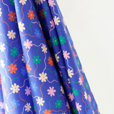 All Summer Long Cotton Linen Blue Multi Colour Flowers on a Vine Print 135 gsm $32.00 pm