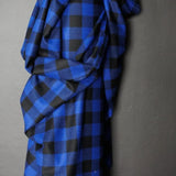Merchant & Mills - 100% Wool Vibrant Cobalt and Black Check $68 pm