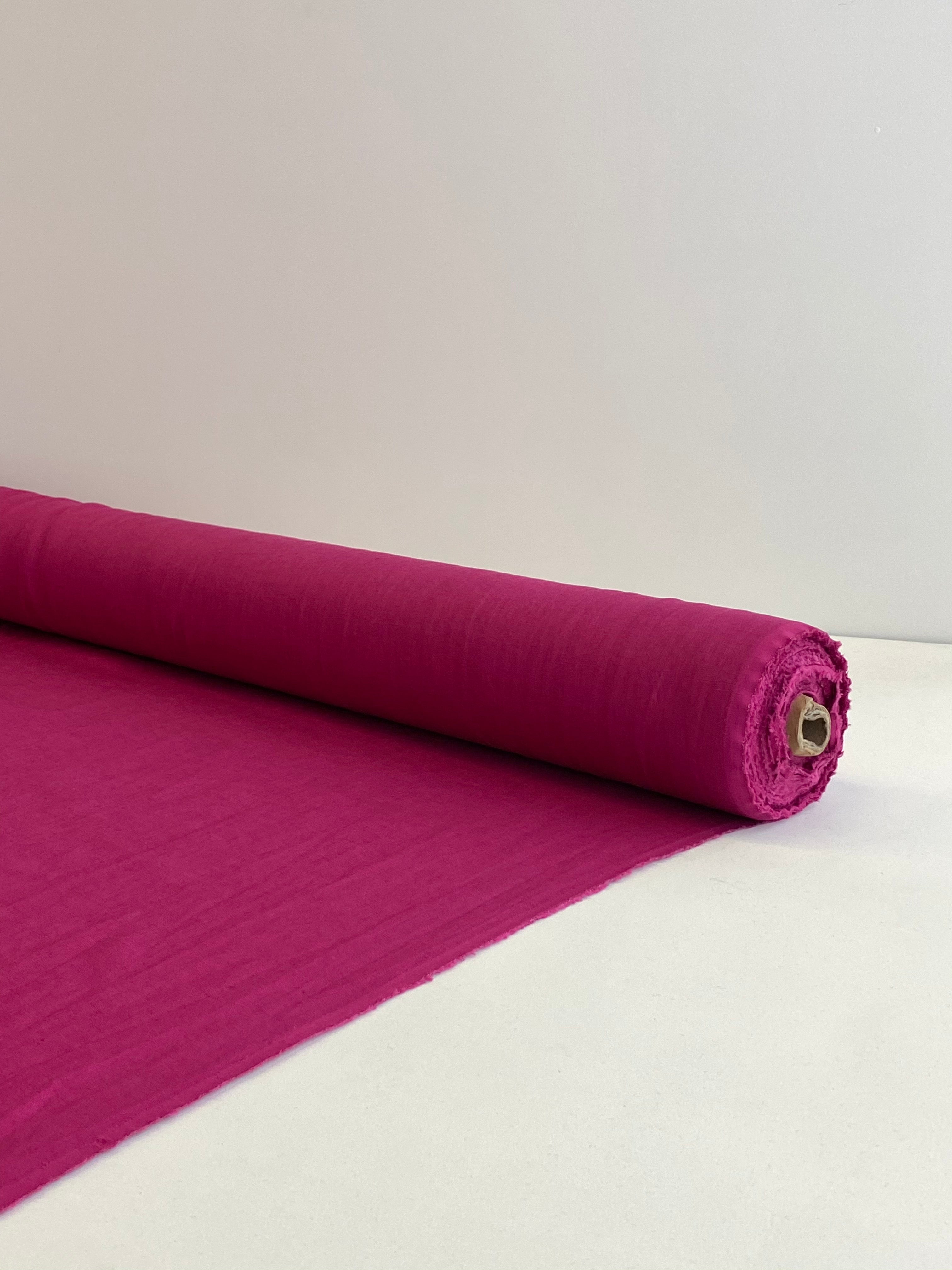 Magenta Prewashed 100% Linen fabric