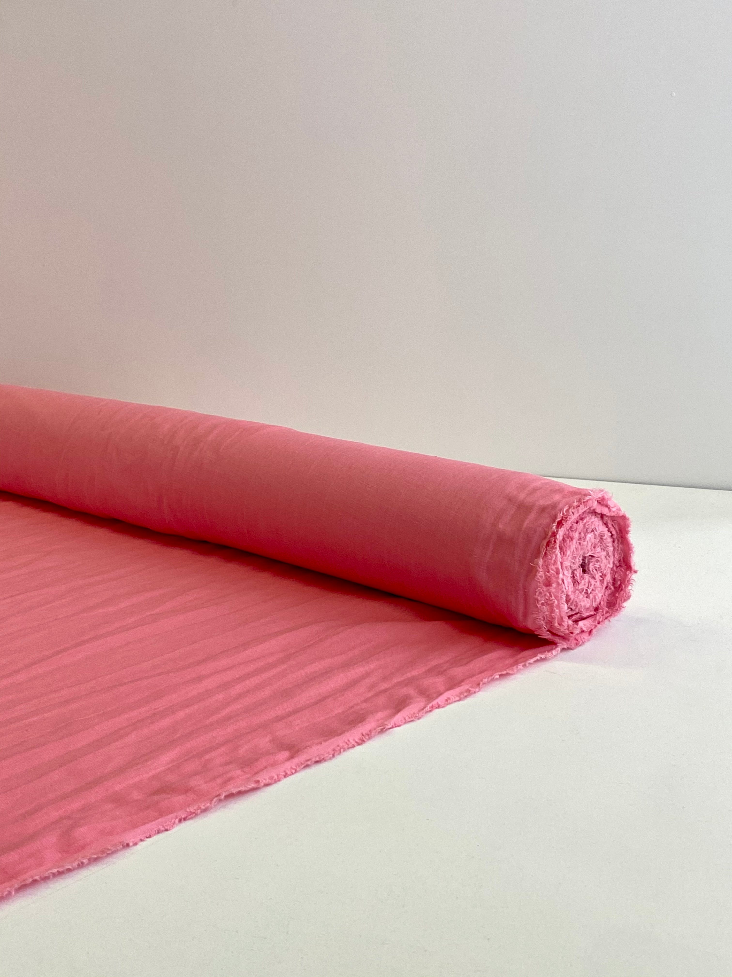 Bubblegum Pink Prewashed 100% Linen fabric