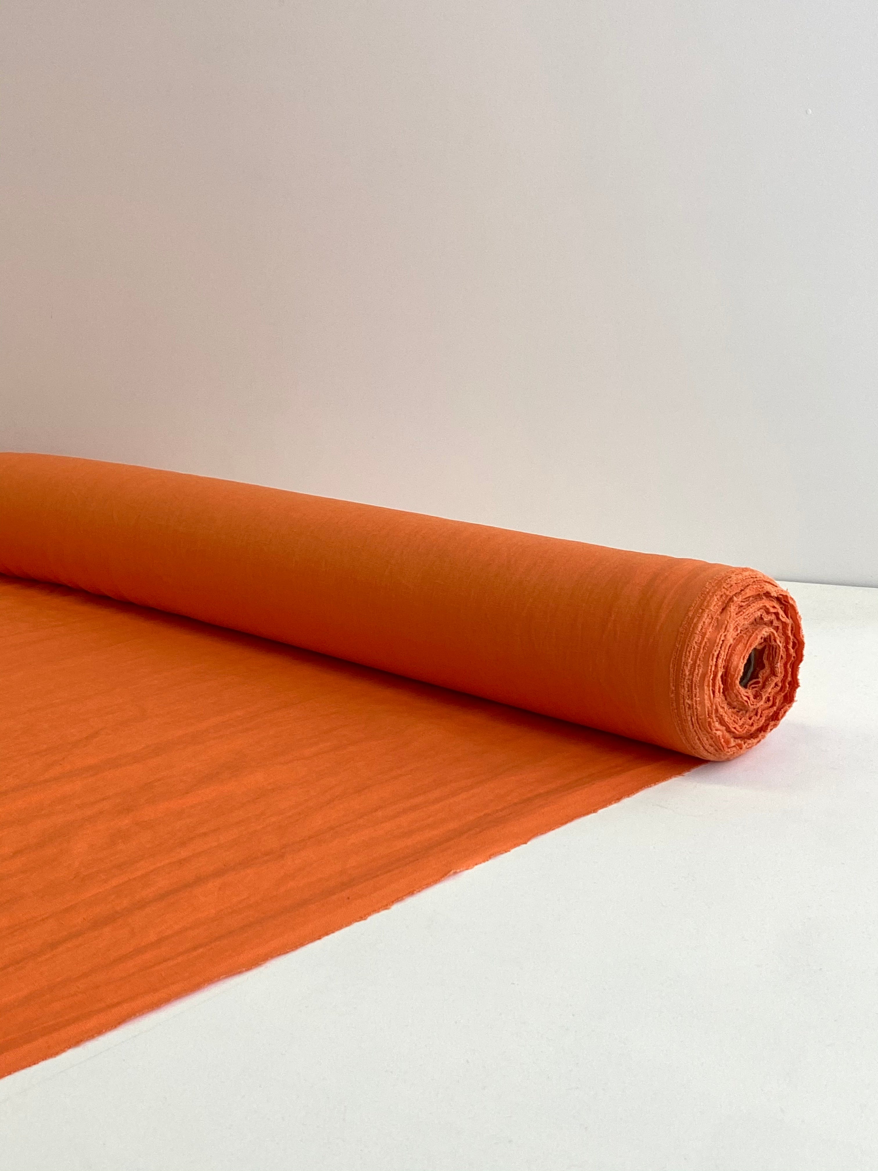 Tiger Orange Prewashed 100% Linen fabric