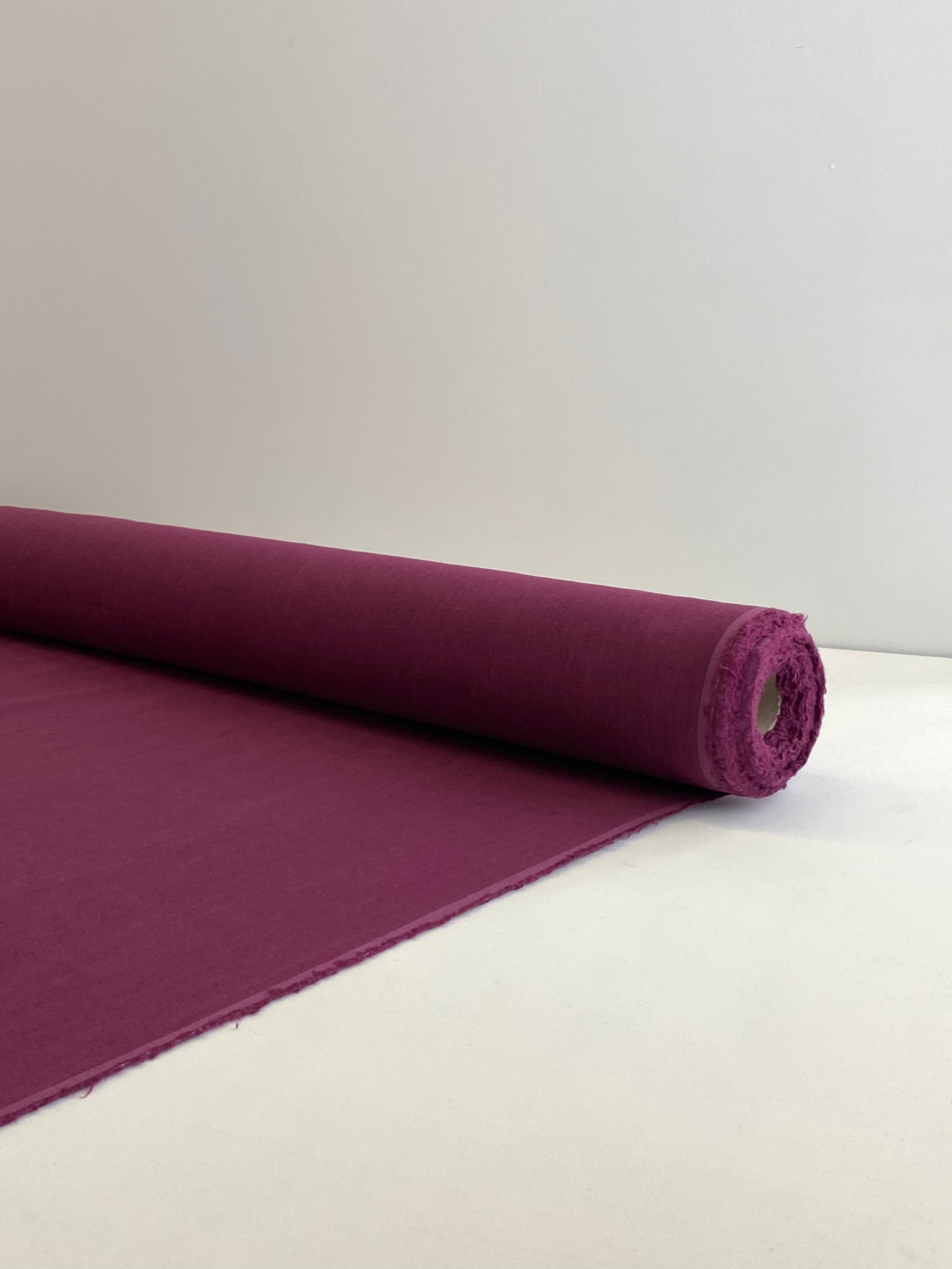 Magenta Vintage Finish, Piece Washed 100% Linen fabric