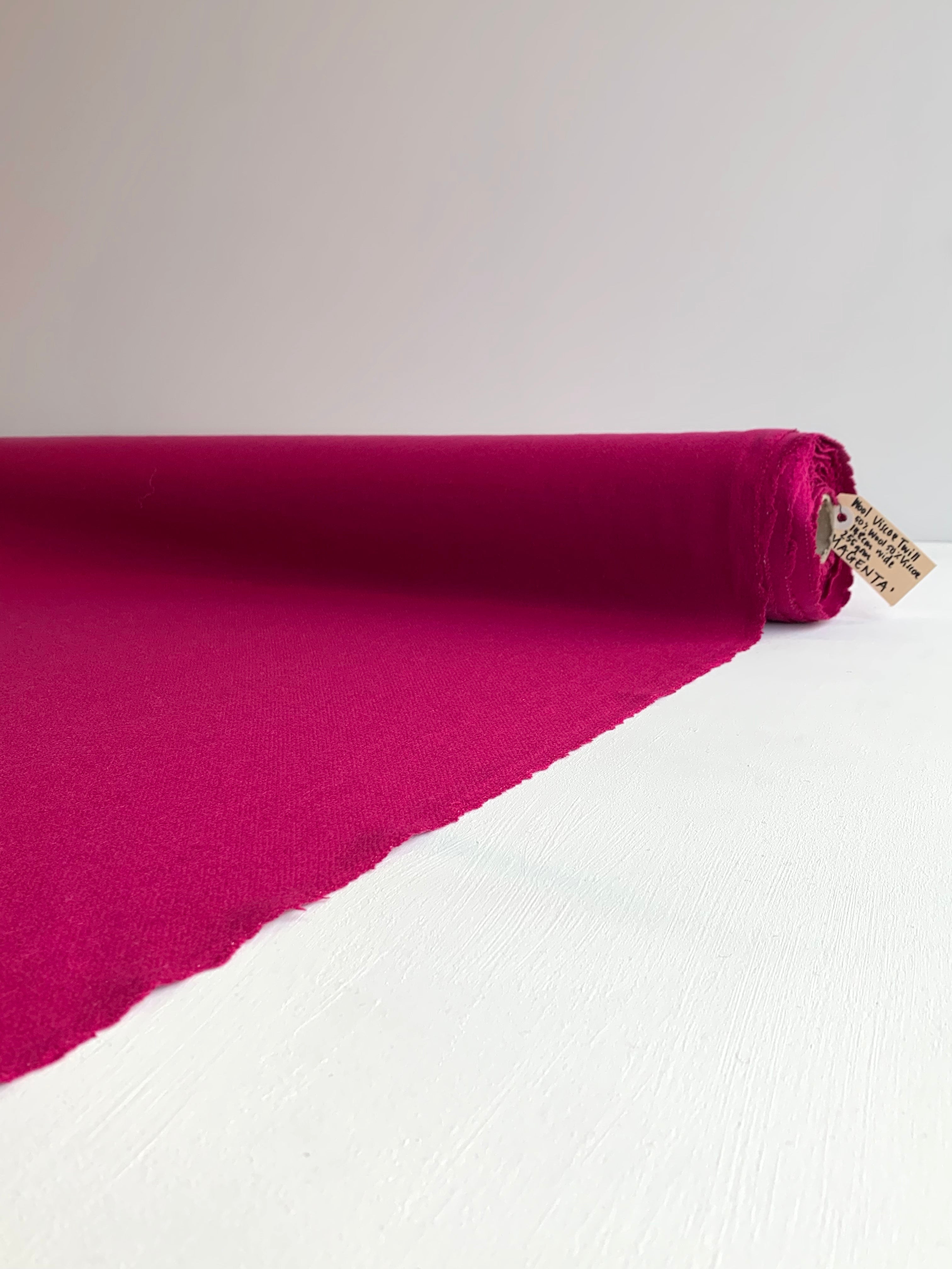 Magenta Wool Viscose Twill fabric