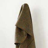 100% Wool English Tweed Moss Green and Sand Herringbone with Red and Orange Check $85.00 pm