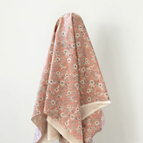 Japanese Cotton Linen Soft Floral Pale Salmon Print 196gsm $28 pm