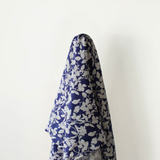 Summer Love: 100% Linen, Navy & White Singapore Orchid Print 140 cm w, 145 gsm $40