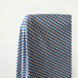 Summer Love: Blue & Peach Seersucker Check 100% Cotton 18 cm w $24 pm