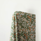 Summer Love 100% Cotton Green Peach & White Flower Print 140 cm w, 100 gsm $29 pm