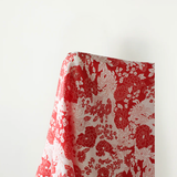 Summer Love: 100% Linen, Red & White Chrysanthemum Print 140 cm w, 145 gsm $40