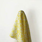 Summer Love: 100% Linen, Lemon & White Singapore Orchid Print 140 cm w, 145 gsm $40