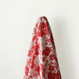 Summer Love: 100% Linen, Red & White Chrysanthemum Print 140 cm w, 145 gsm $40