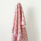 Pink & White Singapore Orchid Print 100% Linen, 140 cm w, 145 gsm $40