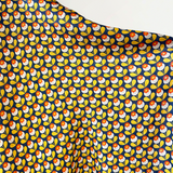 Happy Stems Teal & Yellow 100% Linen 140 cm w, 190 gsm $40 pm
