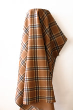 Load image into Gallery viewer, Doubled Sided Camel &amp; Blue Check 100% Wool 150 cm w $55 pm - Limited Stock
