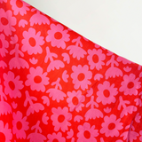 Red & Pink Flower Print  100% Linen, 140 cm w, 190 gsm $40 - on order, backorders available
