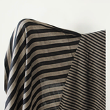 Summer Love: Beige & Black Double Sided Cotton Wide Stripe 140 cm w, 132 gsm $20 pm