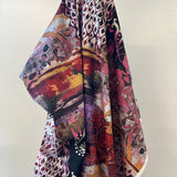 Deadstock: 100% cotton Multi screen print, Purple deep red, metallic silver $12pm