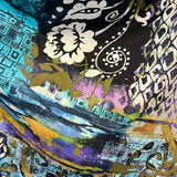 Deadstock: 100% cotton Multi screen teal lilac silver  $12pm