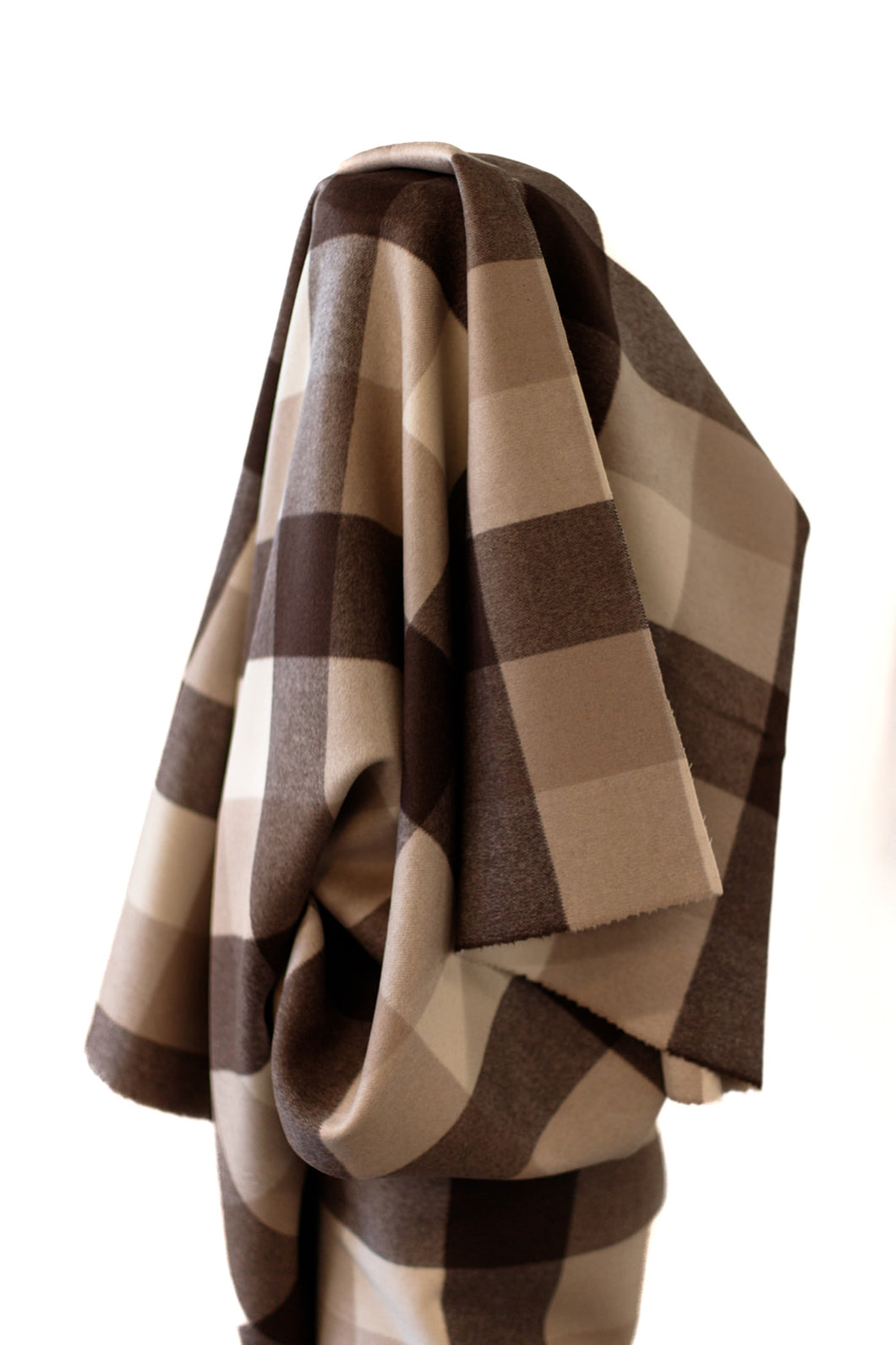Doubled Sided Brown Check 100% Wool Blend 150 cm w $55 pm