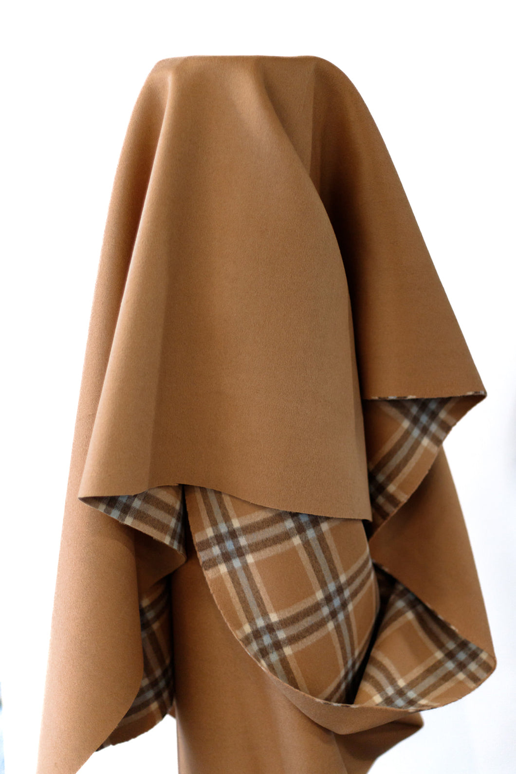 Doubled Sided Camel & Blue Check 100% Wool 150 cm w $55 pm - Limited Stock