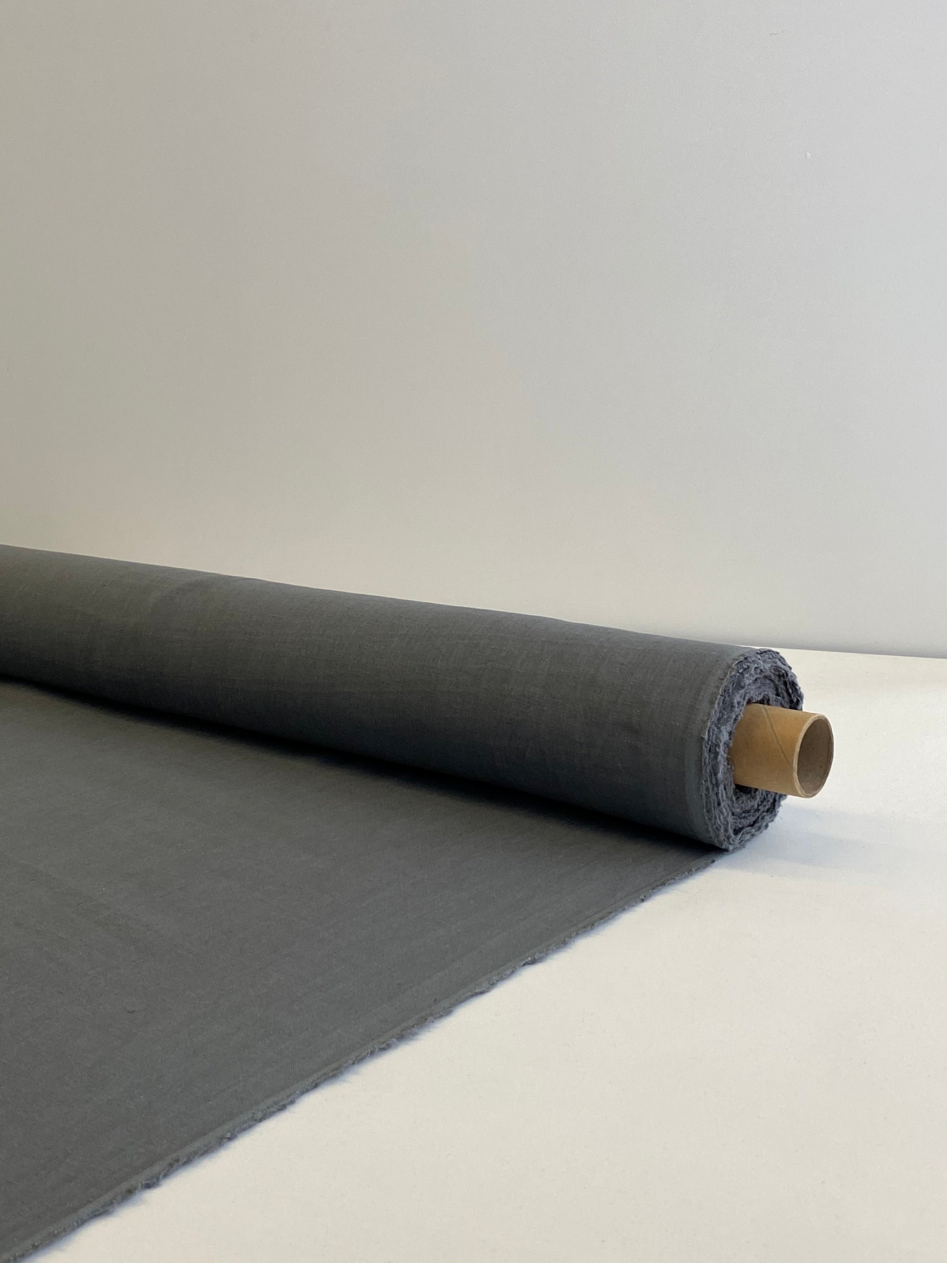 Asphalt Vintage Finish, Piece Washed 100% Linen fabric