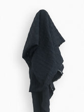 Load image into Gallery viewer, Black Cotton Linen Seersucker Check 130gsm $37pm Oeko-Tex Certified
