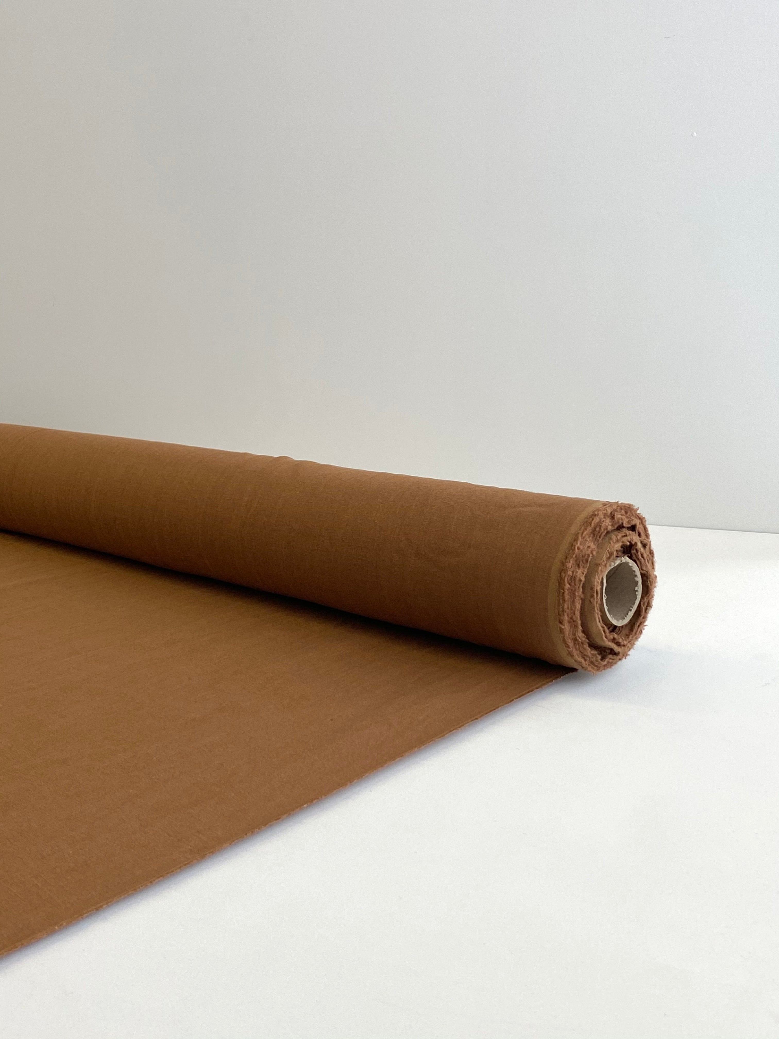 Gingernut Vintage Finish, Piece Washed 100% Linen fabric