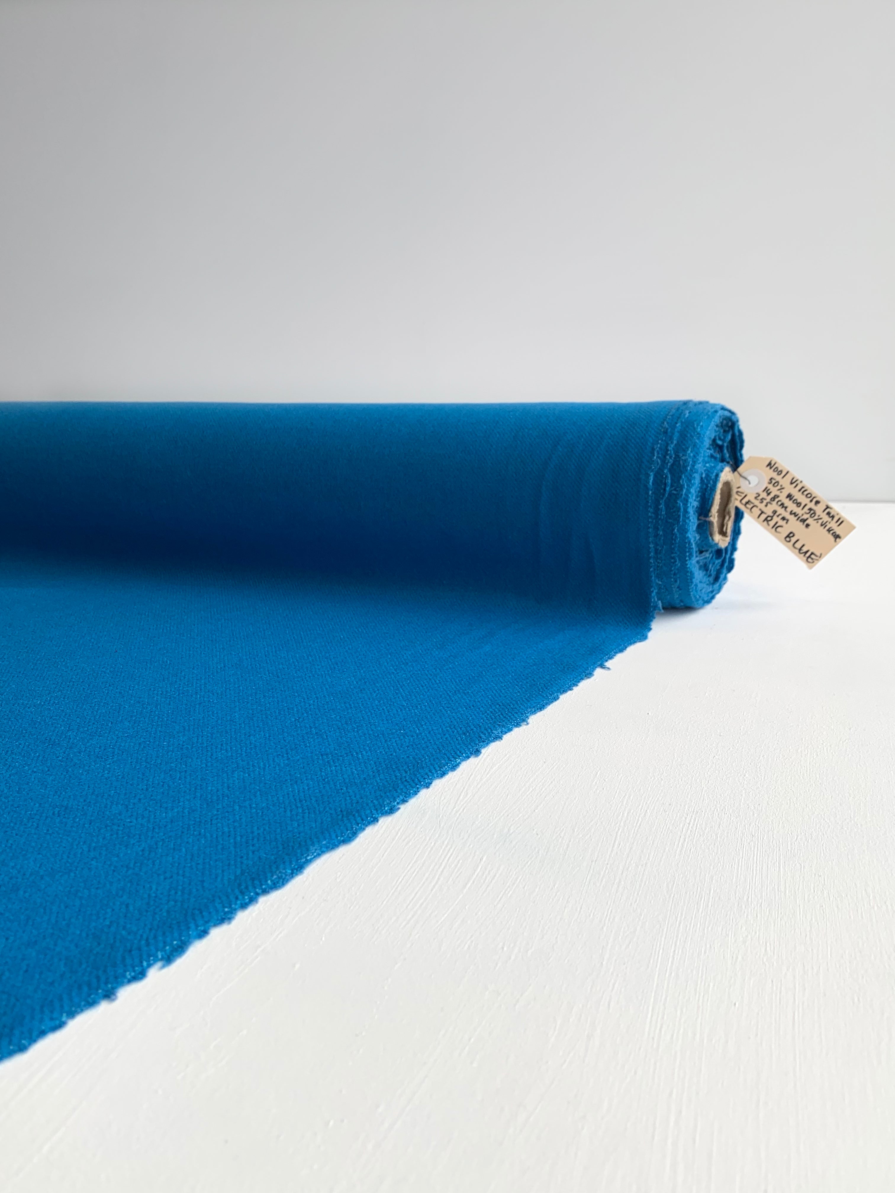 Electric Blue Wool Viscose  fabric