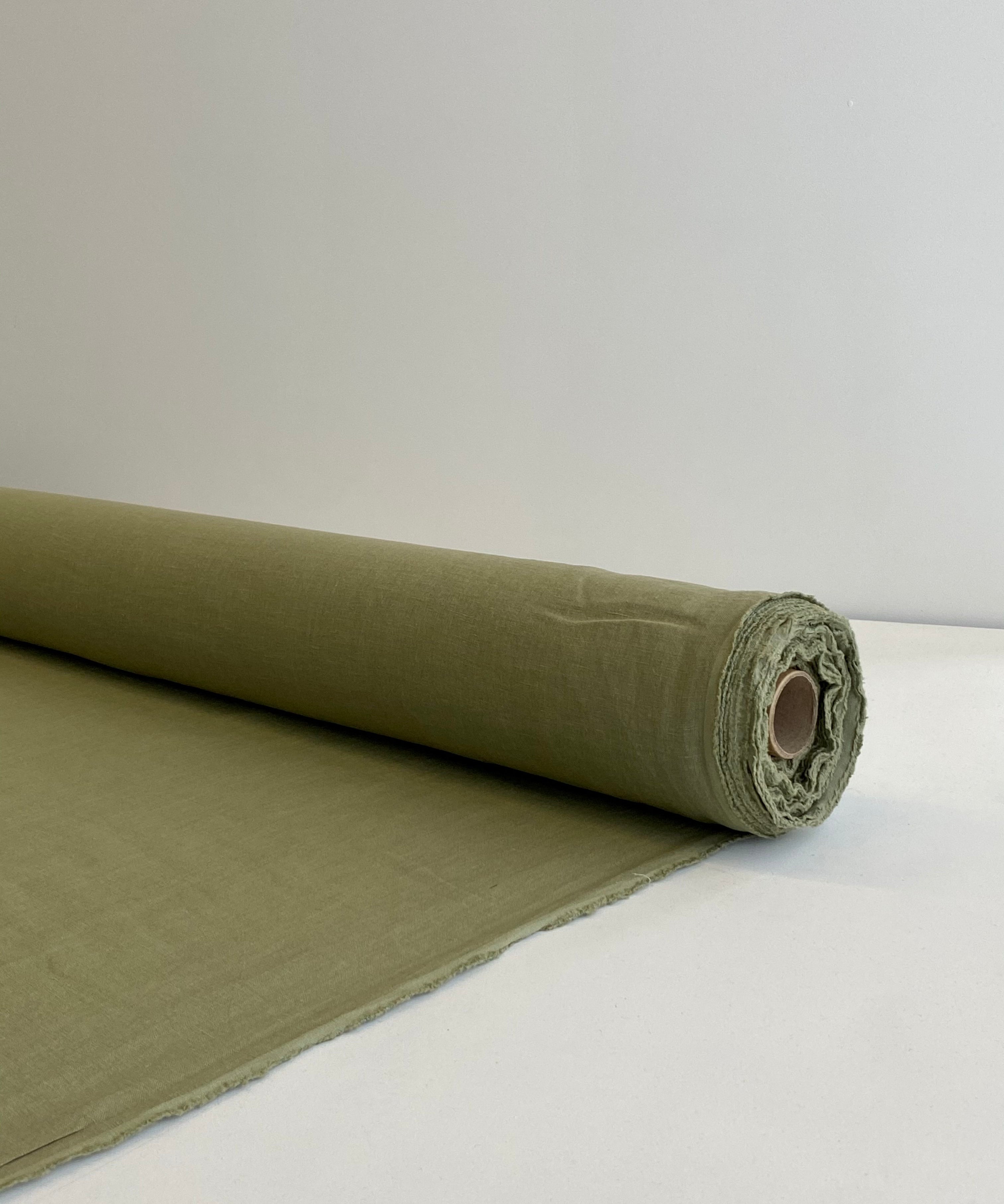 Pistachio Vintage Finish, Piece Washed 100% Linen fabric