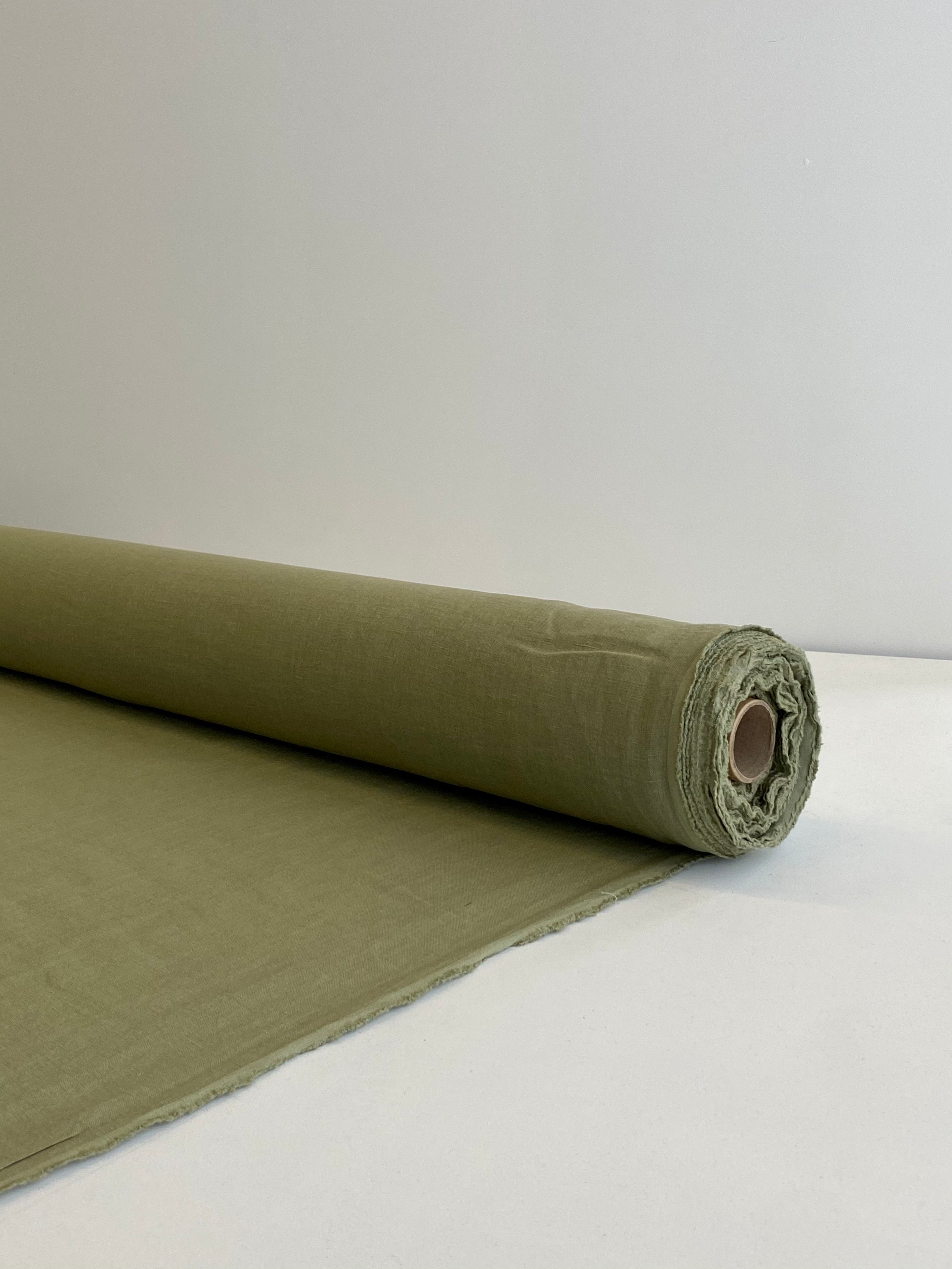 Pistachio Vintage Finish, Piece Washed 100% Linen fabric