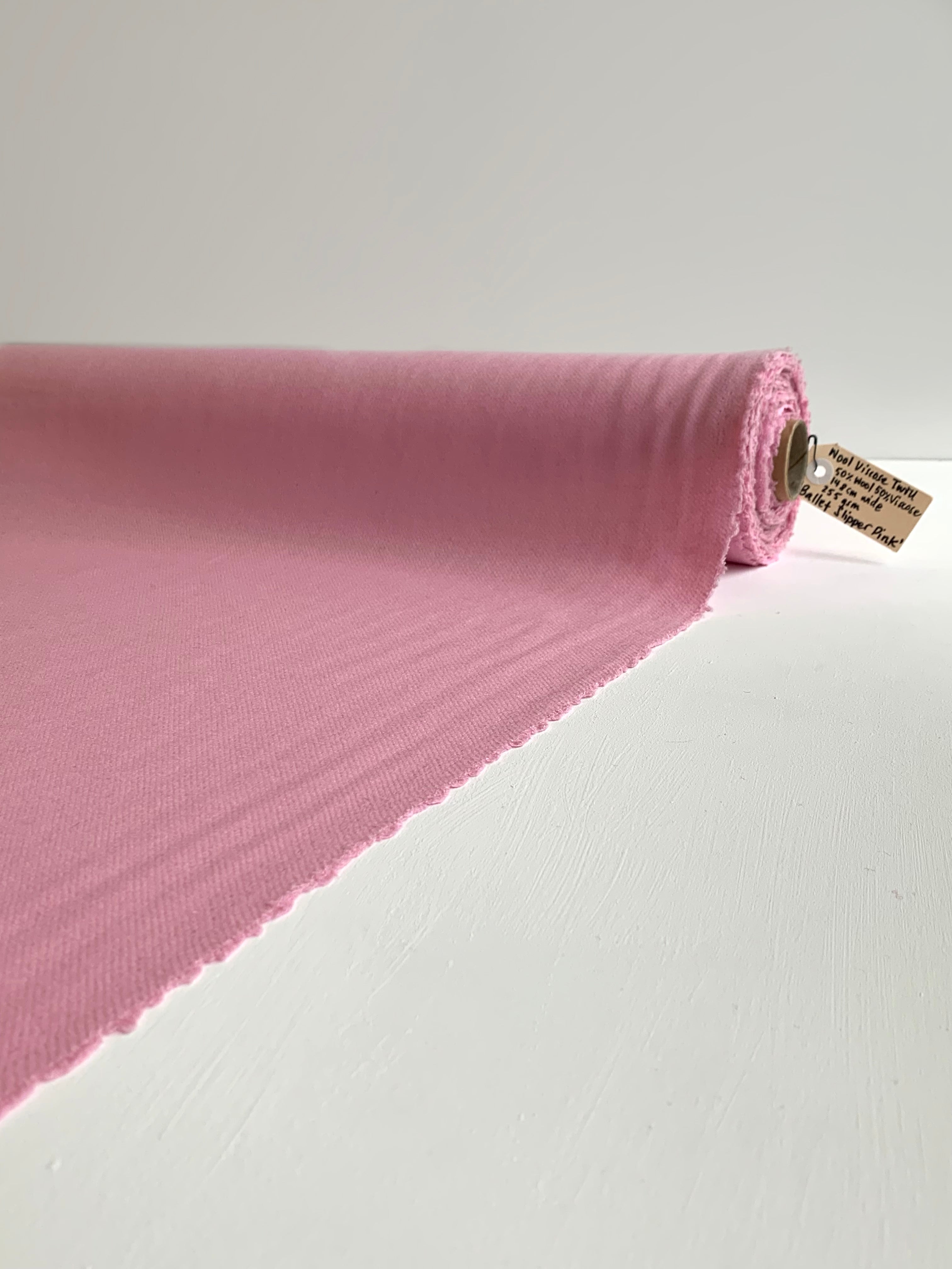 Pink Ballet Slipper Wool Viscose Twil fabric