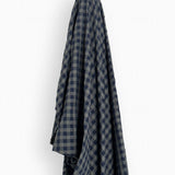 Navy & Oil Seersucker Gingham 110 gsm 10% linen 90% cotton 132cm w. $37pm