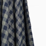 Navy & Oil Seersucker Gingham 110 gsm 10% linen 90% cotton 132cm w. $37pm
